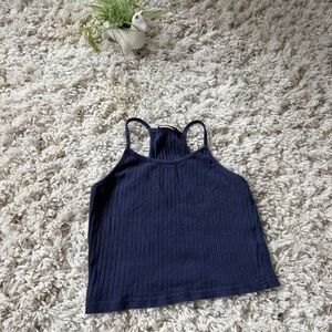 Chic Navy Ribbed Women's crop top super cute blue street Camisole. Elevate your